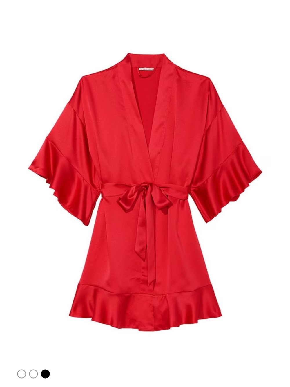 Victoria's Secret Red Satin Kimono Robe with Ruffle Hem